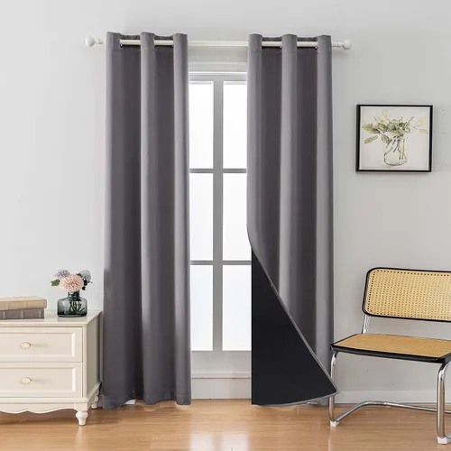 Vista 36 de Anytime Juego de 2 paneles de cortinas 100% opacas, con aislamiento térmico para dormitorio, paneles de sombreado completo