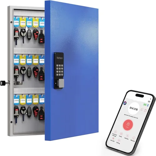 Vista 8 de WeHere Caja de Seguridad para 16 Llaves de Montaje en Pared, Gabinete Inteligente para Llaves con Etiquetas para Llaves, Control de Aplicación