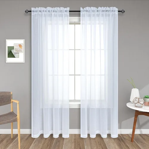 Vista 52 de Cortinas traslúcidas negras de 45 pulgadas de largo para ventanas de baño, juego de 2 paneles, cortinas de media ventana para cocina y dormitorio