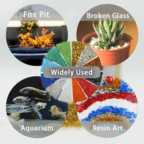 Vista 6 de LUSTERING Vidrio triturado de alto brillo con purpurina, vidrio para fuego, vidrio roto, gemas de vidrio para foso de fuego, manualidades DIY