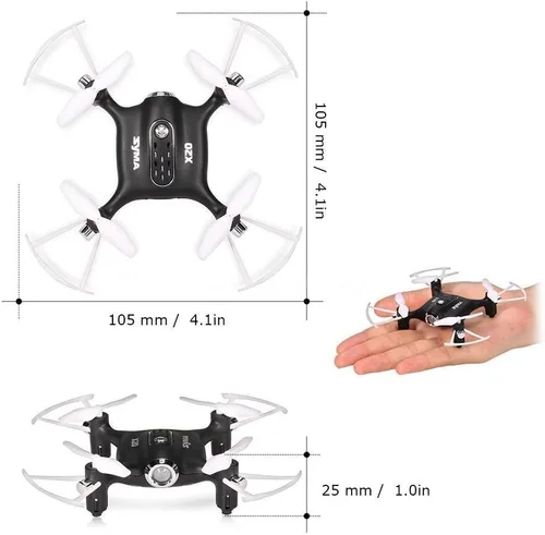 Vista 5 de Dron Cheerwing Syma 20, de bolsillo 2.4Ghz a control remoto Mini Quadcopter con aguante de altitud y una llave para despegue / aterrizaje, Negro