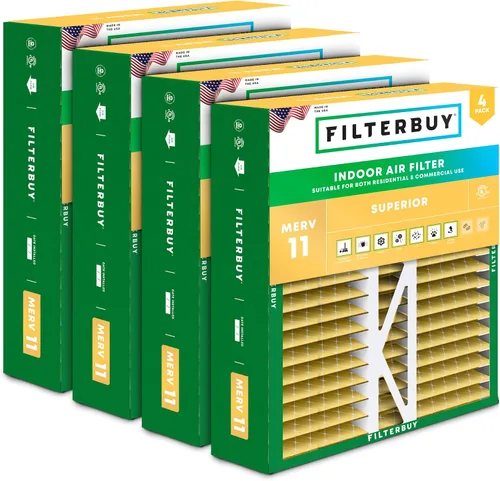 Vista 25 de Filterbuy Filtro de aire MERV 11 de 10 x 17 x 2 pulgadas Defensa Superior contra Mascotas y Alergias (paquete de 4), filtros exteriores plisados