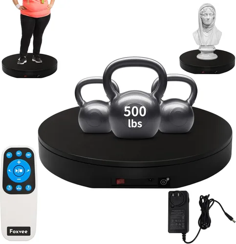 Vista 16 de Tocadiscos motorizados con control remoto, soporte giratorio motorizado resistente, plataforma giratoria ajustable de velocidad, tocadiscos