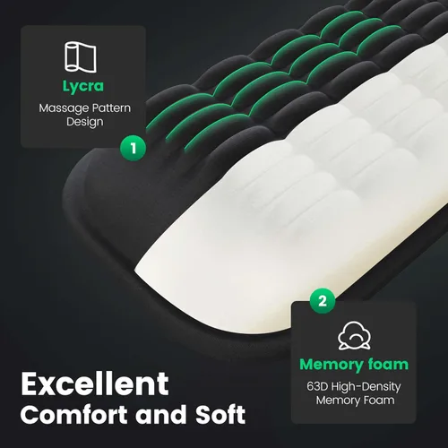 Vista 2 de MEKASS Reposamuñecas para teclado para teclado compacto del 60%, soporte ergonómico de espuma viscoelástica suave para muñeca con base