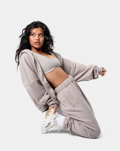 Vista 3 de Kamo Fitness CozyTec - Pantalones deportivos de cintura alta para mujer, holgados cómodos pantalones de descanso con bolsillos hechos de forro polar