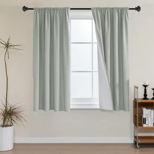Vista 31 de H.VERSAILTEX Cortinas 100% de opacidad para cocina, con aislamiento térmico, cortinas opacas completas con forro blanco, cortinas de eficiencia