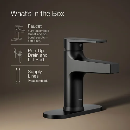 Vista 13 de Kohler 74021-4-BL Taut - Grifo de lavabo de baño con mango único, 1.2 gpm, negro mate