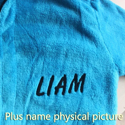 Vista 6 de Nombre bordado Traje de baño azul de los niños Coral Cashmere cálido camisón del niño