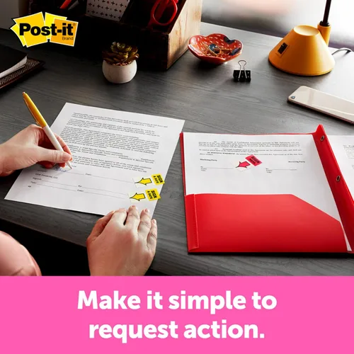 Vista 2 de Post-it - Banderas con mensaje de flecha de 1 pulgada, 200 "Sign Here", 48 flechas, cuatro colores, 248