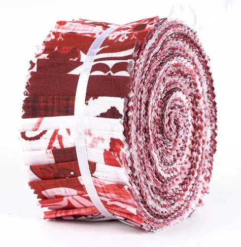 Vista 10 de Soimoi 40 tiras de telas precortadas con estampado de bloques, enrollables, rollos de gelatina de algodón de 1.5 x 42 pulgadas para acolchar