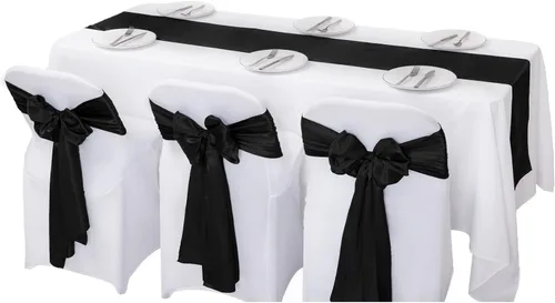 Vista 5 de Juego de 6 Caminos de Mesa 12 x 108 Pulgadas de Camino de Mesa de Seda Satinada para Boda, Fiesta de Cumpleaños, Banquetes, Graduaciones