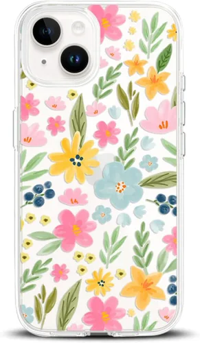 Vista 30 de Compatible con iPhone 14, funda protectora de encaje negro transparente con flores florales a prueba de golpes, parte trasera dura, delgada, bonita