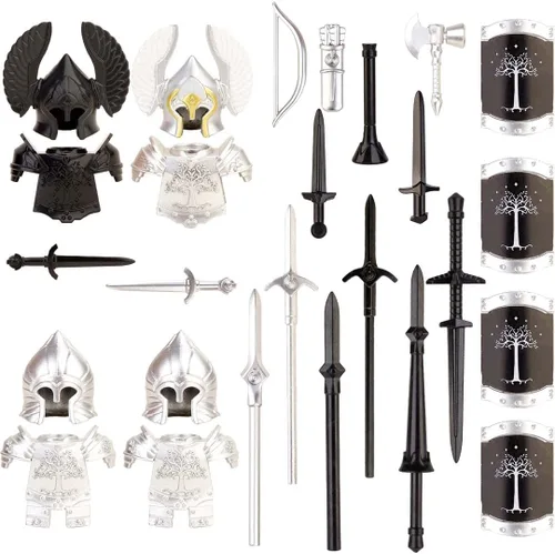 Vista 8 de ALiquid Juego de armas de minifiguras personalizadas, juego de armas personalizadas para minifiguras, juego de armas de soldado enano medieval