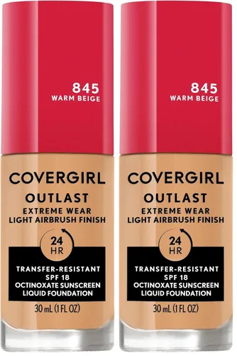 Vista 15 de Covergirl Outlast Extreme Wear Base líquida 3 en 1 de cobertura completa, protector solar SPF 18, beige pulido, 1 onza líquida