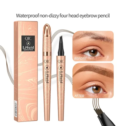 Vista 5 de Pluma Microblading de cejas gris impermeable – Pluma de cejas de cuatro puntos para cejas de aspecto natural, de larga duración y a prueba