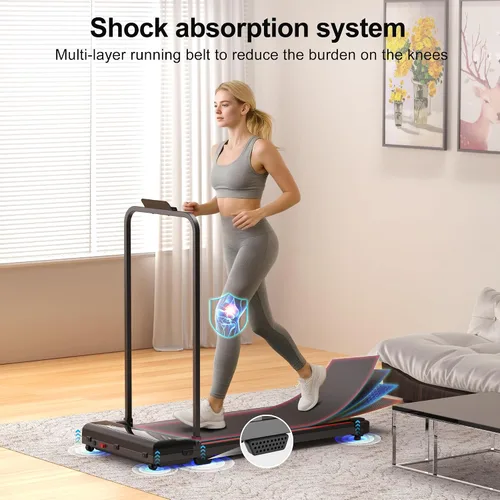 Vista 9 de Walking Pad Treadmill for Home - Foldable Treadmills with Handle Bar Mini Portable Walk Pads Under Desk Small Spaces Compact Folding Electric