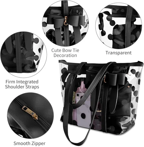 Vista 4 de Bolso de mano transparente impermeable de PVC para mujer, bolso de hombro, bolsa de playa, bolsa de trabajo de compras