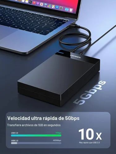 Vista 3 de UGREEN Caja de Disco Duro Externo para SSD HDD SATA de 3.5 2.5 Pulgadas USB 3.0 a SATA III Caja de Disco Duro con Adaptador de Corriente UASP 12V