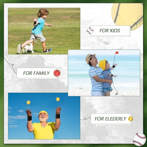 Vista 6 de Jerify - 30 unidades de pelota de retorno de muñeca en una cuerda, deportes de béisbol, regalos de fiesta de fútbol, baloncesto, muñeca de retorno