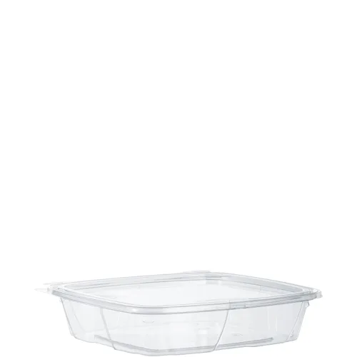 Vista 2 de DART CH35DEF Contenedor transparente con bisagras de 35 onzas con tapa plana (paquete de 200)