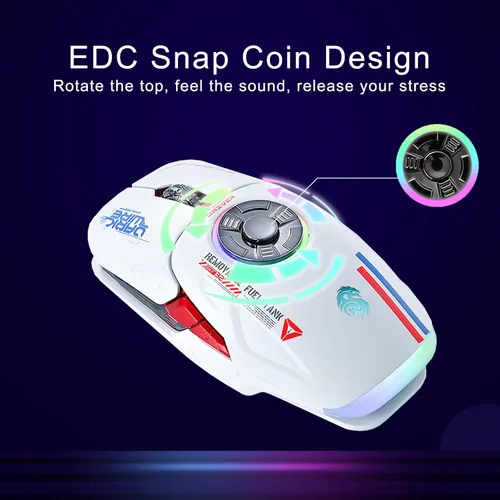 Vista 3 de Iluminación LED RGB, liberación de estrés EDC, Bluetooth 2.4G, mouse inalámbrico UFO para juegos, 5 botones, 4 DPI óptico, recargable, con receptor