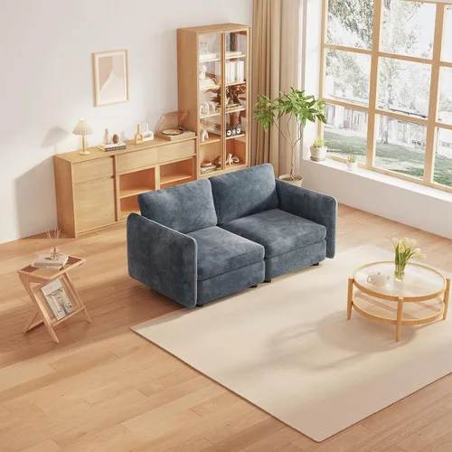 Vista 9 de Guyii Sofá Loveseat grande de 2 piezas, moderno asiento doble con cojines profundos, sofá convertible de 2 plazas para sala de estar, espacio
