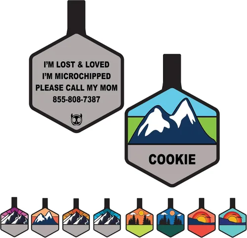 Vista 7 de Placa de identificación silenciosa personalizada con 5 líneas de identificación de mascotas de silicona duradera y grabada profundamente, diseño