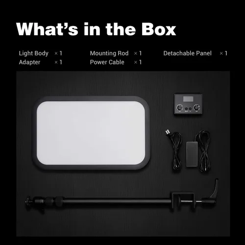 Vista 9 de Godox Luz de llave ES45, luz de video LED con soporte de escritorio extensible, control inalámbrico 2.4G, 0-100% de brillo y temperatura