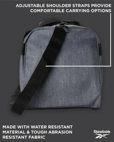 Vista 4 de Reebok Bolsa de lona - Warrior II Sports Gym Bag - Ligero de mano en el fin de semana equipaje nocturno para viajes, playa, yoga, gris jaspeado