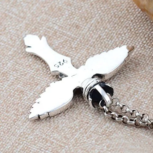 Vista 3 de Colgante vintage de plata de ley 925 con alas de ángel, joyería de anime para hombres y mujeres, Metal, Sin gemas.