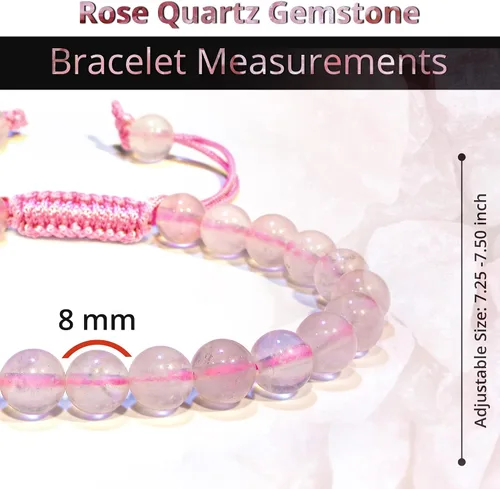 Vista 205 de Adjustable Crystal Bracelet – Gemstone Bead Bracelet with Adjustable Macrame String – Chic Gemstone Bracelet for Men and Women – 8mm Round Healing