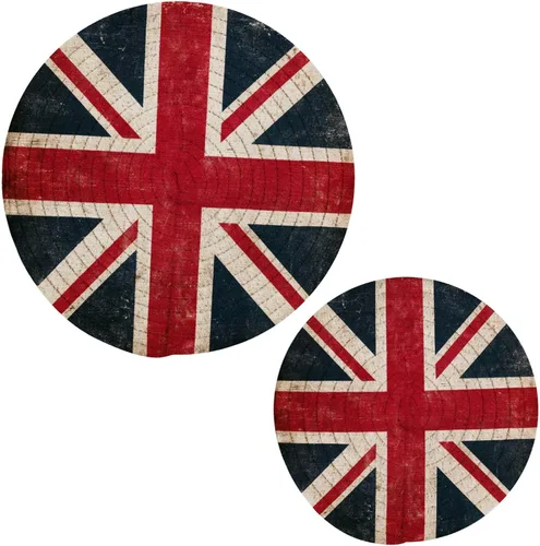 Vista 18 de Naanle Juego de salvamanteles de algodón moderno con diseño de estrellas y bandera de Estados Unidos para el 4 de julio, 2 posavasos redondos