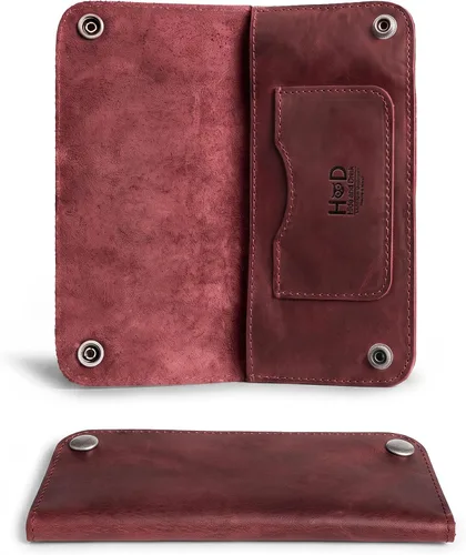Vista 2 de Hide & Drink, Billetera de doble broche, rectangular con ranura para tarjetas, bolsa de noche, accesorio de viaje, cuero de grano completo, hecho a