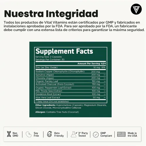 Vista 8 de Vital Vitamins Complejo de colágeno múltiple Plus + cápsulas de complejo de clorofila