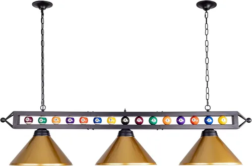 Vista 12 de Wellmet Luz de mesa de billar de 59 pulgadas, 3 luces colgantes para mesa de billar, luces de billar ajustables para mesa de billar de 7 pies, 8