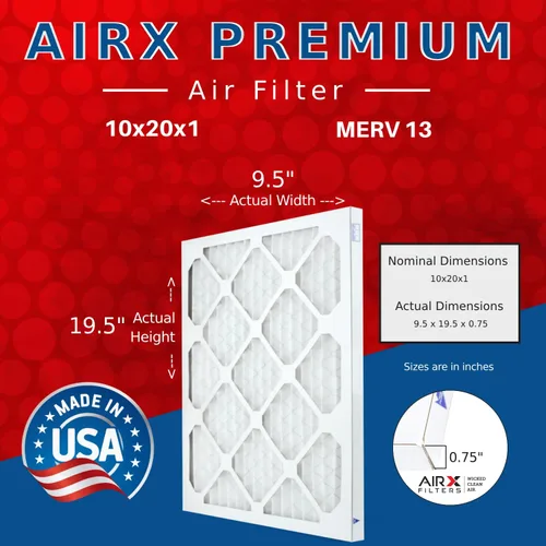Vista 2 de AIRx Filters WICKED CLEAN AIR 10x20x1 MERV 13 Filtro electrostático plisado para aire acondicionado, paquete de 4 filtros HVAC para horno AC