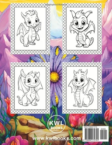 Vista 2 de Dragon Coloring Book For Kids 8.5" x 11" - 30 Baby Dragon Coloring Pages