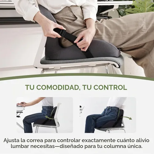 Vista 4 de EGOHOME Cojín de asiento en forma de L para silla de oficina y coche, cojín de coxis de espuma viscoelástica con soporte lumbar - Alivia el dolor