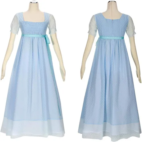Vista 4 de Opera Hamilton Elizabeth Schuyler Cosplay Costume Blue Dress Dancing Victorian Dress Period Ball Gown Theater Outfit