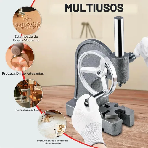 Vista 3 de Prensa de cenador CXRCY de 1 tonelada con cilindro redondo y rueda manual, prensa de cenador manual mejorada de hierro fundido, altura máxima de 14
