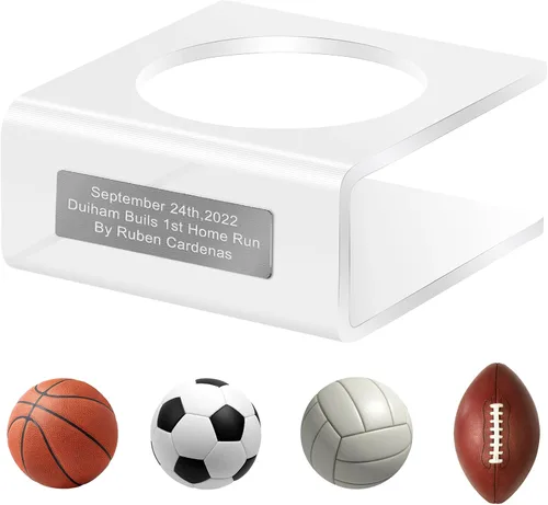 Vista 7 de Cooyes Soporte de bola de acrílico personalizable - Soporte de exhibición para baloncesto, fútbol, rugby, voleibol, fútbol, soporte para pelotas