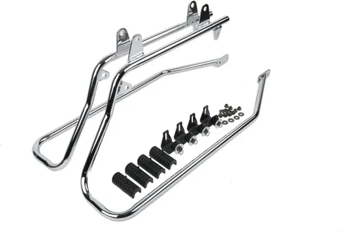 Vista 6 de Alforjas rígidas estiradas de 5 pulgadas con tapas de altavoz de 6 x 9 pulgadas+soportes de conversión cromados para Harley Davidson modelos Softail