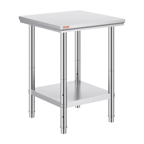 Vista 16 de Vevor Mesa de trabajo de acero inoxidable con ruedas de 24 x 12 x 32 pulgadas, mesa de preparación con 4 ruedas, mesa de trabajo resistente