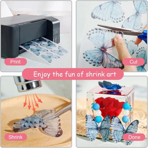 Vista 2 de Auihiay Hojas de plástico termorretráctil imprimibles, papel termorretráctil, arte termorretráctil para niños DIY llaveros de foto termorretráctil