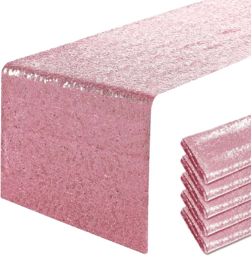 Vista 71 de Pufogu - Camino de mesa de lentejuelas brillantes de 12 x 72 pulgadas para fiestas de cumpleaños, decoración de bodas, despedidas de soltera