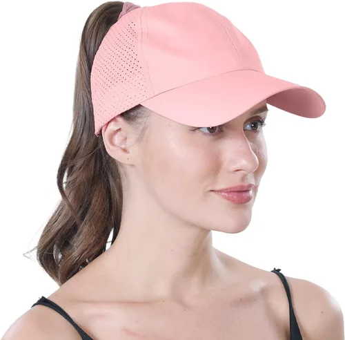 Vista 6 de Gorra de béisbol para mujer, con espalda descubierta, malla y pelo rizado, ajustable, gorra de camionero, de secado rápido