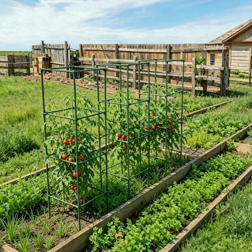 Vista 9 de ZeeDix Paquete de 4 jaulas de tomate resistentes de 60 pulgadas con clips Verde-Paquete de 4