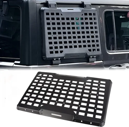 Vista 12 de FURYENGRAVER Kit de panel lateral MOLLE para ventana trasera con almacenamiento, decoración protectora para la ventana trasera para Jeep Wrangler