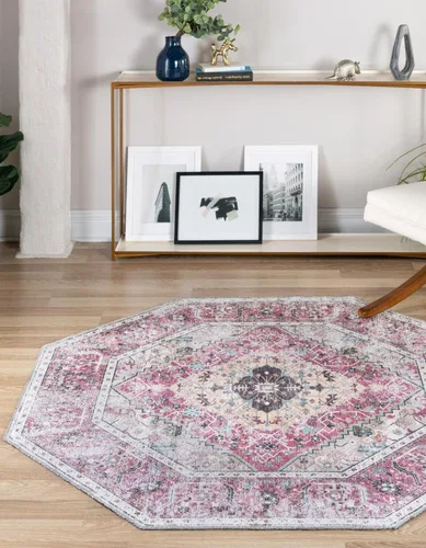 Vista 15 de Unique Loom Yara Collection - Alfombra de área Yash (2' x 3' Rectángulo, Lino Carbón/Beige)