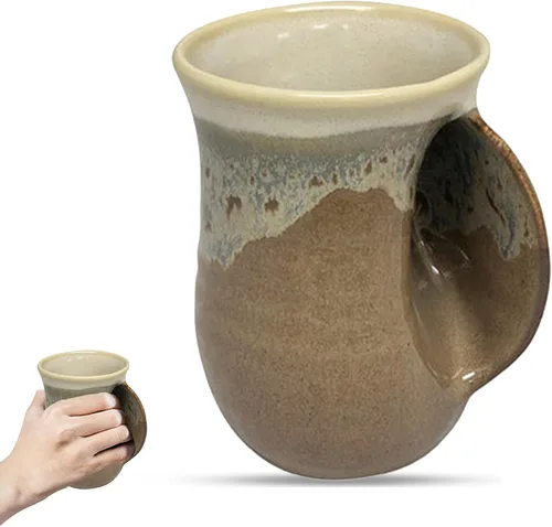 Vista 24 de Clay in Motion - Taza calentadora de manos para diestros, diseño Ocean Tide Marea del Océano
